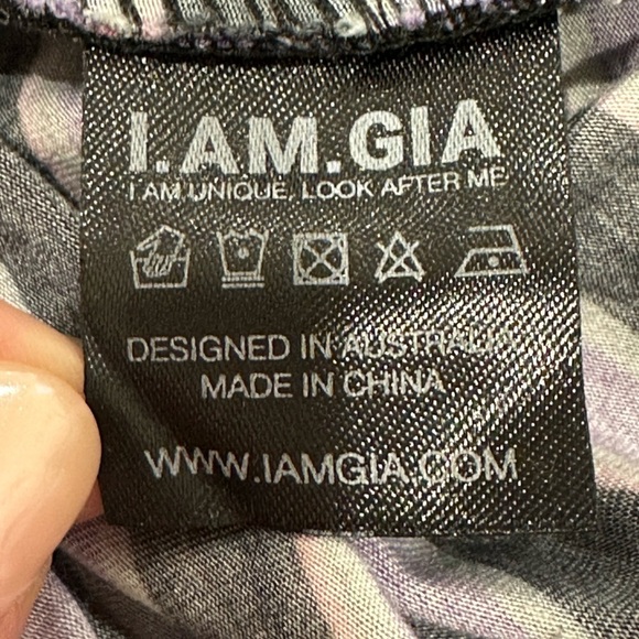 I AM GIA Carrie Cutout Flared Pants Striped Purple Black Size XS Party Emo Rock - Picture 7 of 9